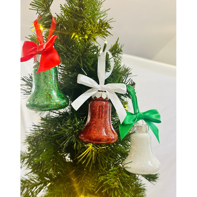 Ensemble de 3 magnifiques décorations de cloche de Noël rouges, blanches et vertes