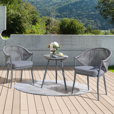Ensemble bistro en aluminium pour 2 personnes avec coussins de 32,3 po de longueur Brandsville
