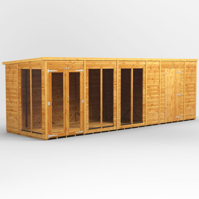 Powersheds 20 x 6ft Timber Tongue & Groove Pent Summerhouse Combi (includes 6ft Side Store)
