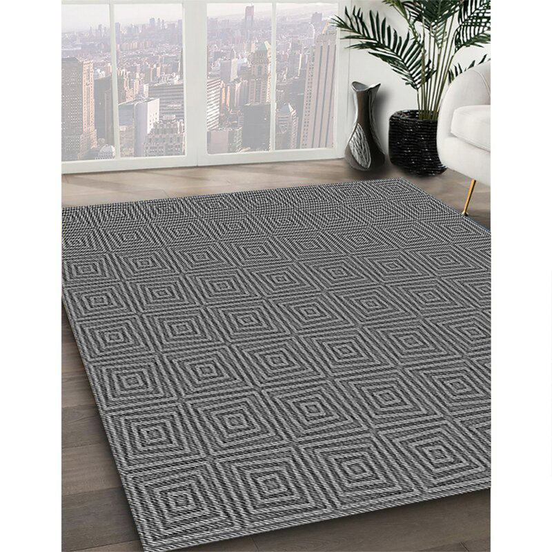 Tapis 100% gris à motif lavable à la machine 2989, Rectangle 2 pi x 3 pi