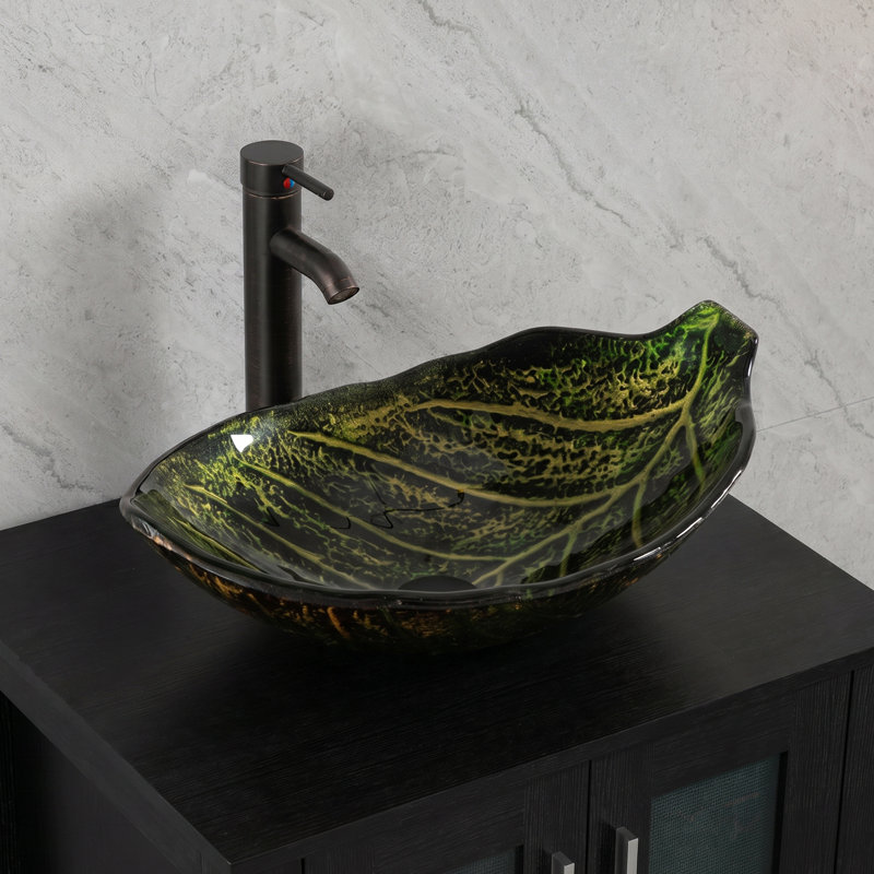 21.7" Stained Glass Bathroom Vessel Sink VS109GN