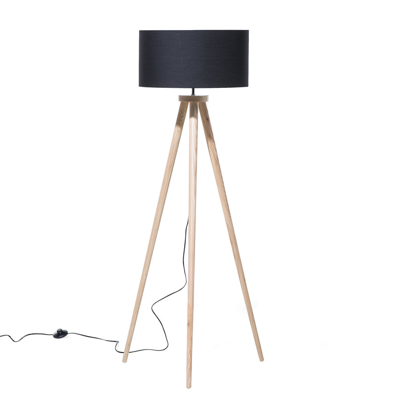 Ackerson Hellbraun Tripod Floor Lamp, Black