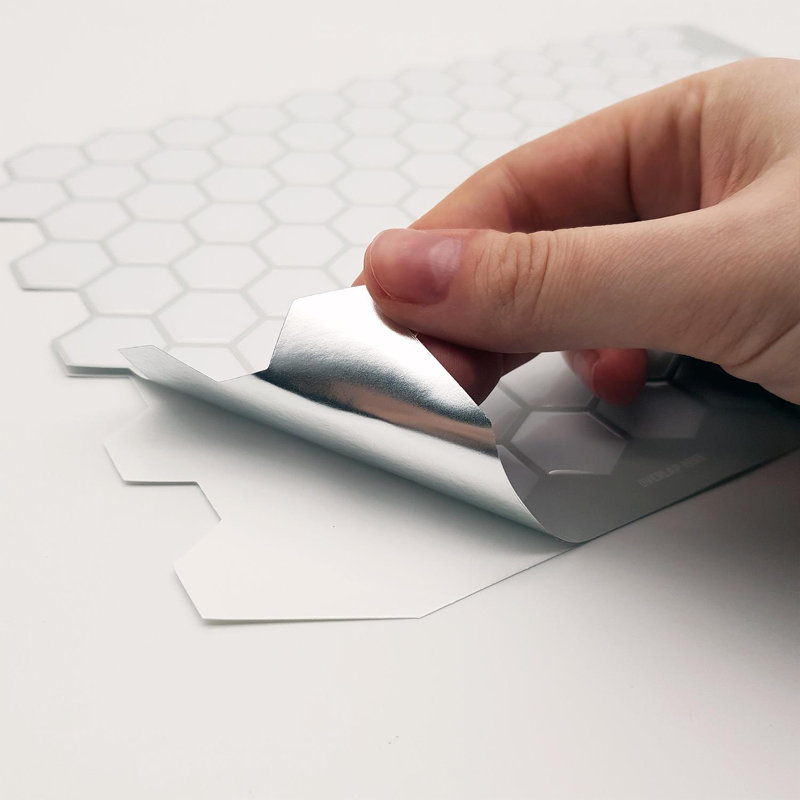 Honey Mini Hexa White Glossy 3D Tile Stickers 28 x 20cm