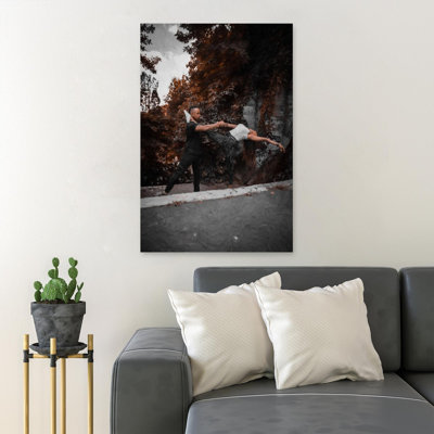 Man And Woman Kissing During Night Time - Wrapped Canvas Painting