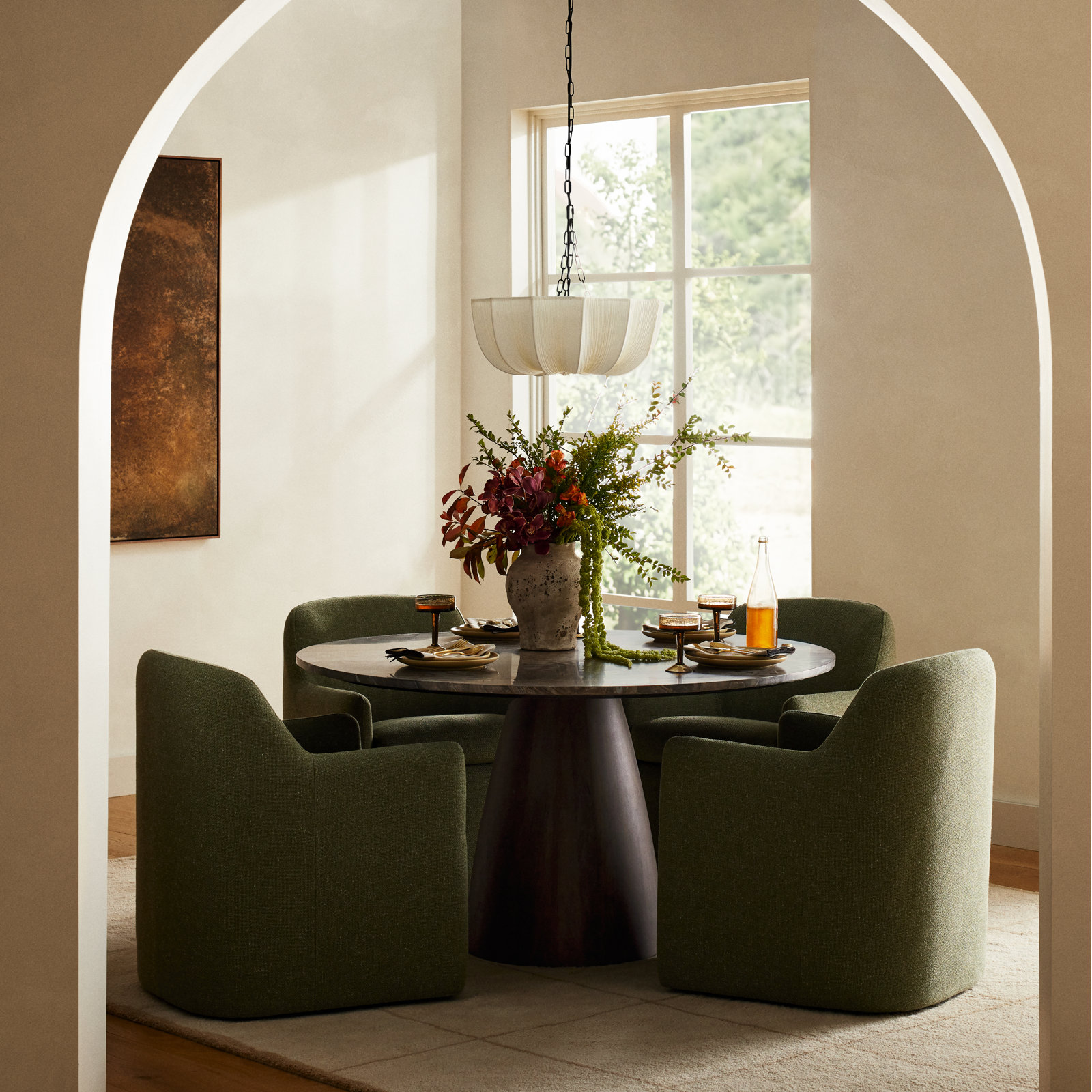 Linen Bowl Single Light Pendant, 9.84" H x 23.62" W x 23.62" D 