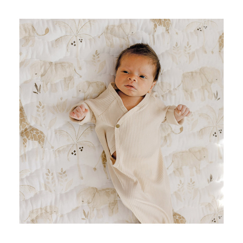 Safari Animal Themed 40"x40" Cotton Quilted Playmat, Kendi Crane Baby