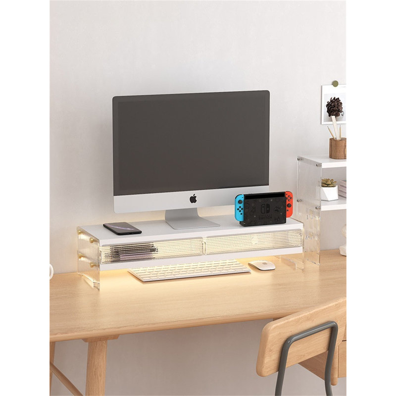 Lonel Manufactured Wood Monitor Stand, White