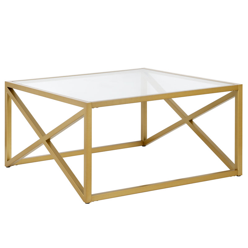 Calix Cross Legs Coffee Table, Brass