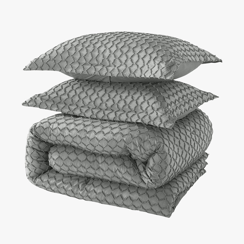 Ensemble d'édredon en microfibre , Grand édredon + 2 taies décoratives standard, Gris foncé