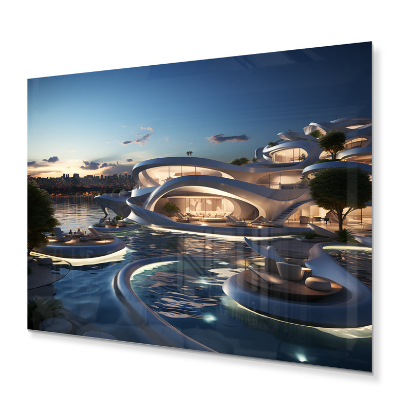 Futuristic Architecture III - impression sans cadre sur métal, H 12 po x l 20 po x P 1 po