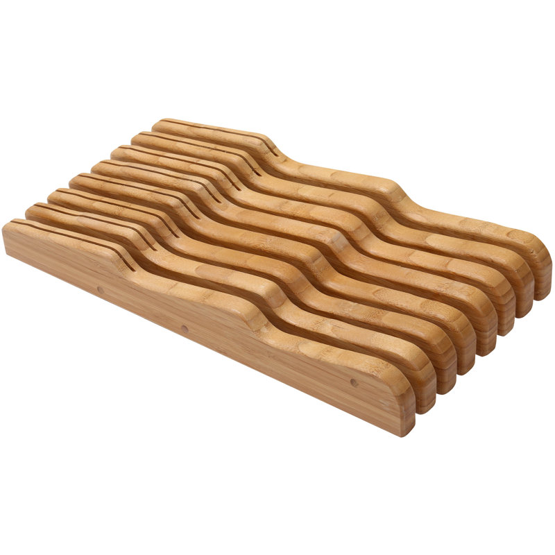 Natural Bamboo In-Drawer Knife Block Holder for 15 Knives