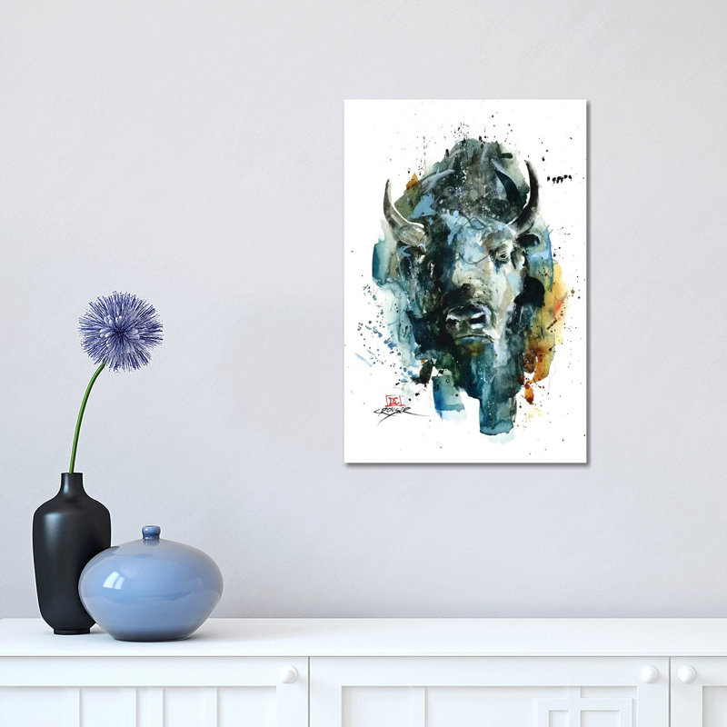 Abstract Bison by Dean Crouser - Painting on Canvas, Wrapped Canvas, 30.48 cm H x 45.72 cm W