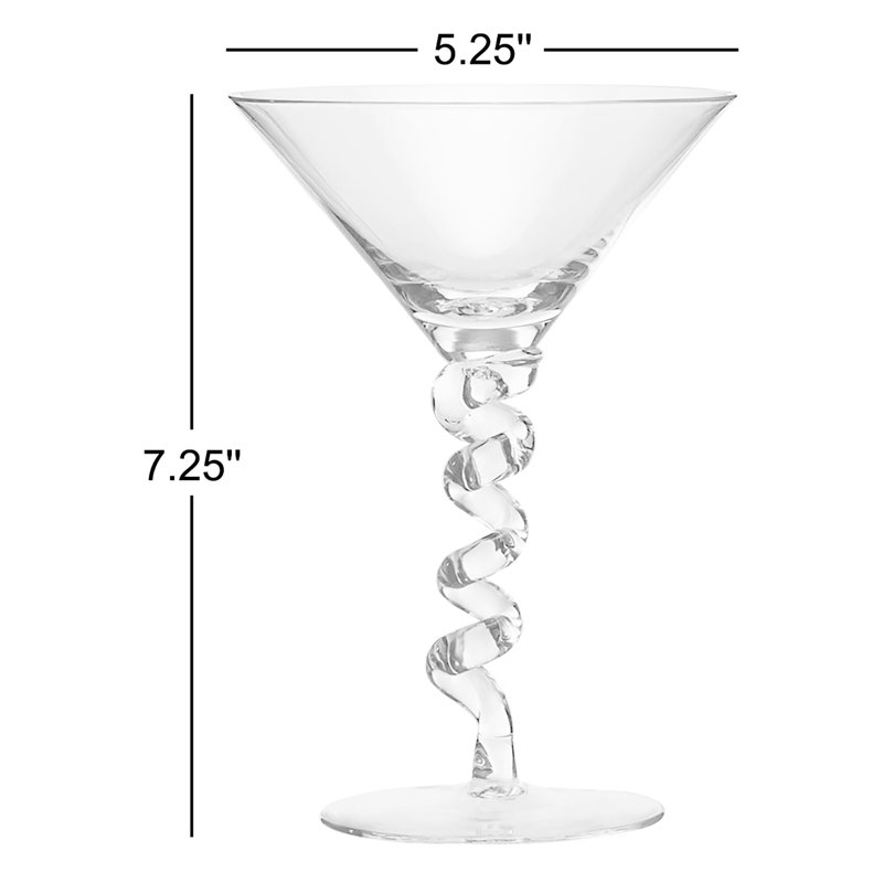 Verre à martini 6 onces avec tige torsadée