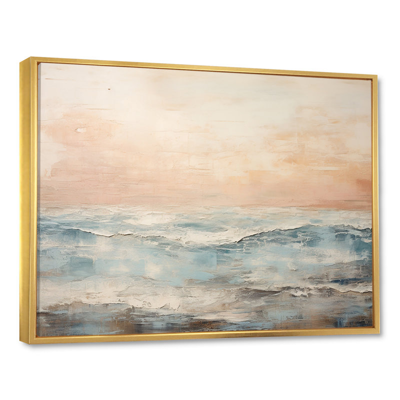Ranieri - plage et océan, art mural sur toile, H 12 po x l 20 po, Cadre flottant doré