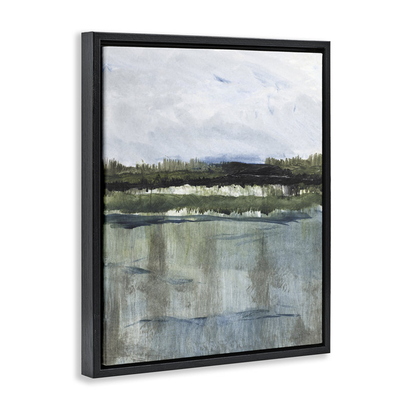 Cadre flottant Northwest Lakeside View, design par Lanie Loreth, Cadre flottant noir de jais, H 21 po x l 17 po