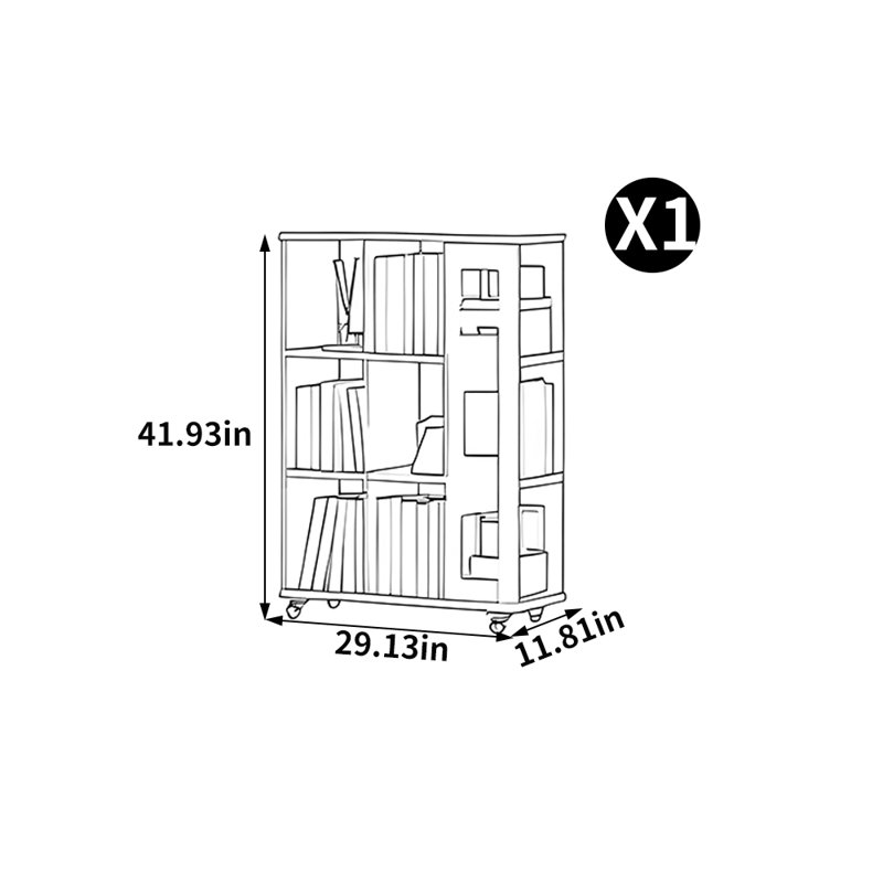Italian Style Simple Removable Bookcase, Brown, (3 Shelves) 41.93"H x 29.13"W x 11.81"D
