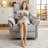 Oversized Recliner Chair, 26" Extra Wide 360° Swivel Rocker Recliner with Adjustable Headrest, Chenille Glider Rocking Nursery Chair with Overstuffed Armrest, Lumbar Support，Light Grey-1720132510