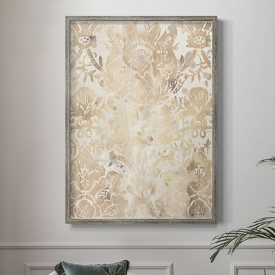Reproduction encadrée noyer damassé III - bois massif