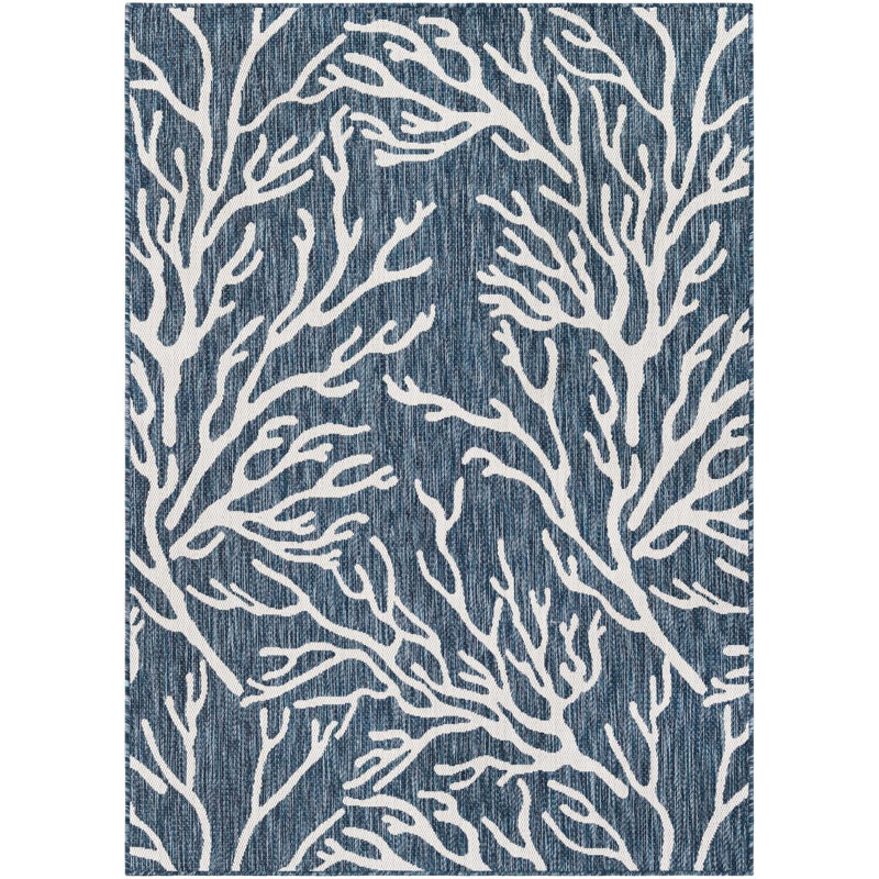 Tapis bleu contemporain Azilynn, Rectangle 5 pi 1 po x 7 pi 1 po