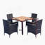 Ensemble de salle à manger d'extérieur 5 pièces en osier avec plateau en bois d'acacia