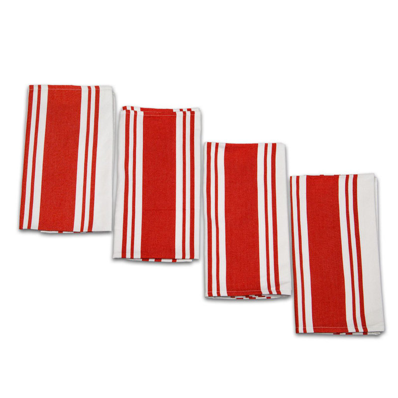 Cotton Stripe Dish Cloth Kitchen Towel, Red
