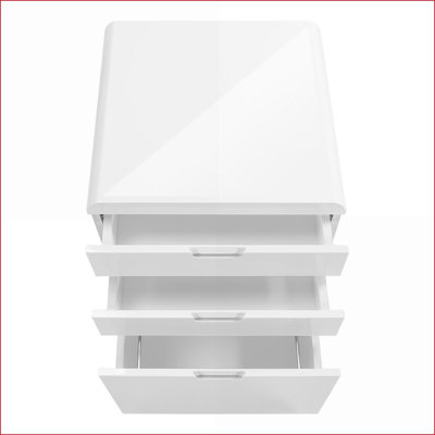Classeurs, support à imprimante mobile 3 tiroirs, stratifié blanc neige contemporain brillant | Blanc neige | Panneau de fibres à densité moyenne