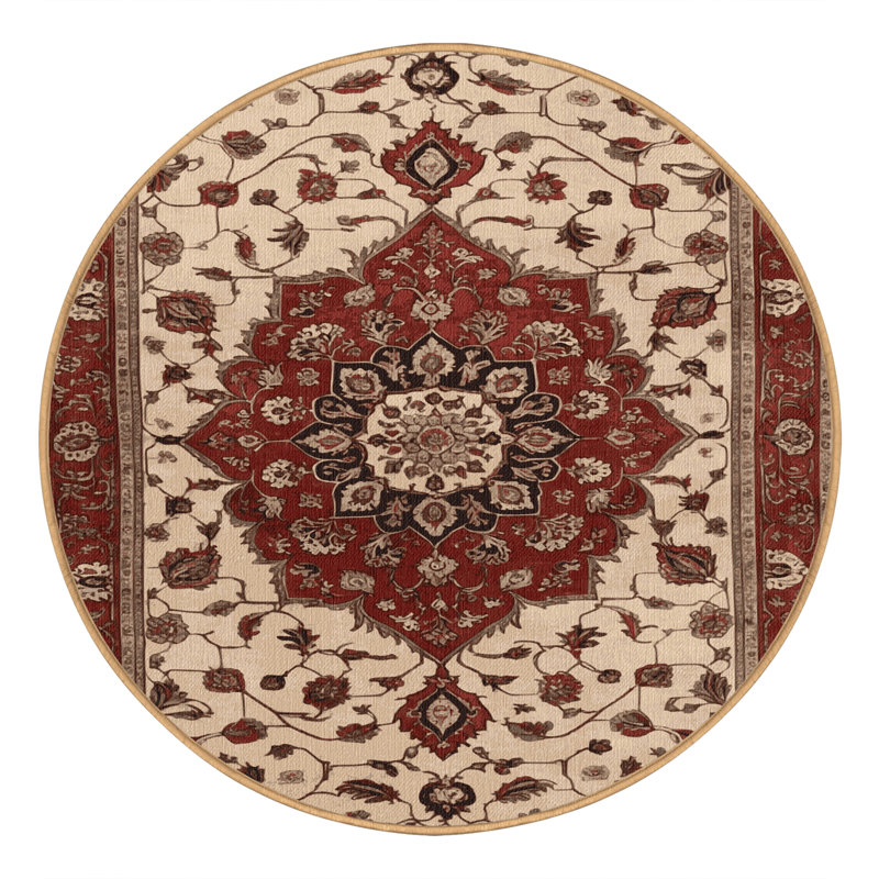 Tapis brun lavable à la machine, Rond 7 pi