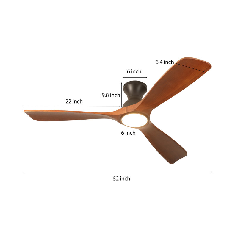 Karlena 52'' Ceiling Fan with Light Kit and Remote Control, Black with Walnut Blade