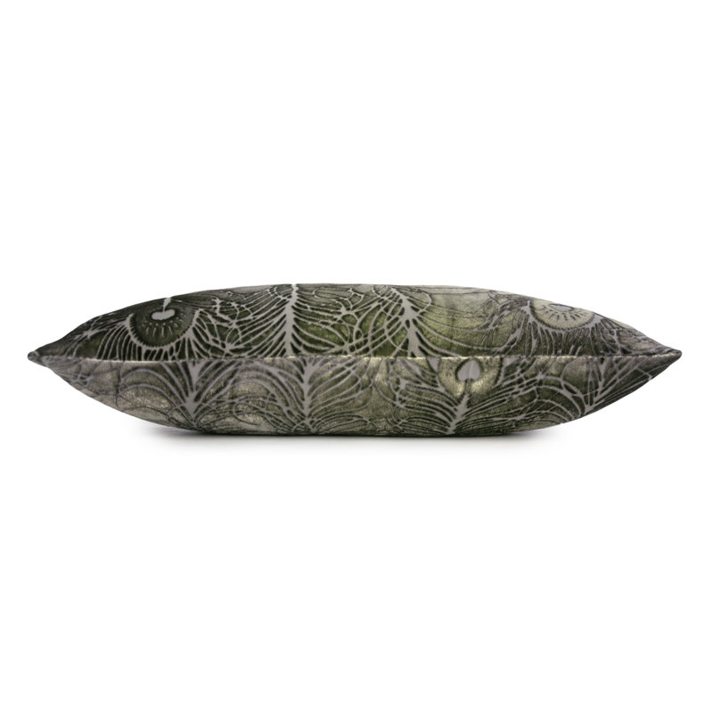 Peacock Feather Velvet Rectangle Pillow Cover & Insert, Oregano