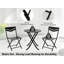 3-Piece Collapsible Patio Bistro Set, Weatherproof Metal Frame Garden Table & 2 Chairs with Stylish Slats & Non-Slip Feet, Space-Saving Outdoor Furniture-1849500640