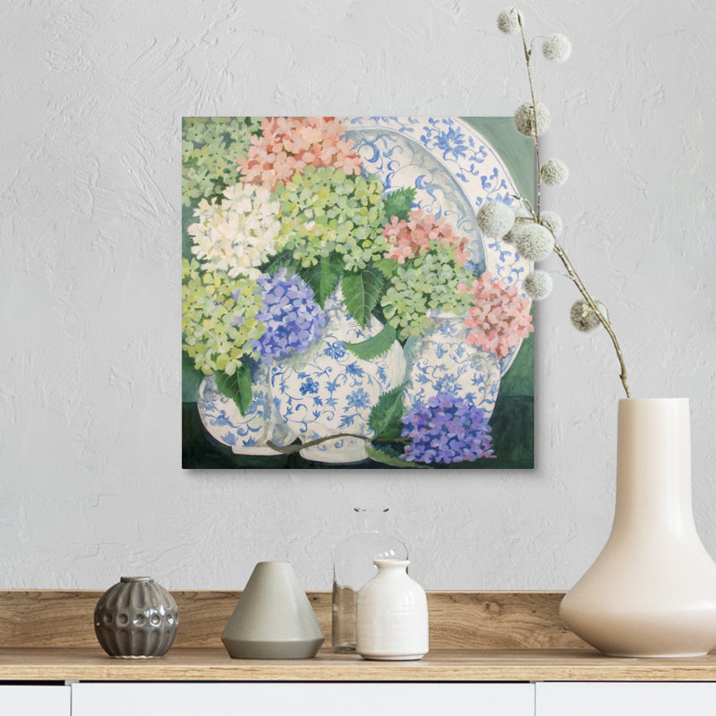 " Hydrangeas ", Wrapped Canvas, 12" H x 12" W x 1.25" D