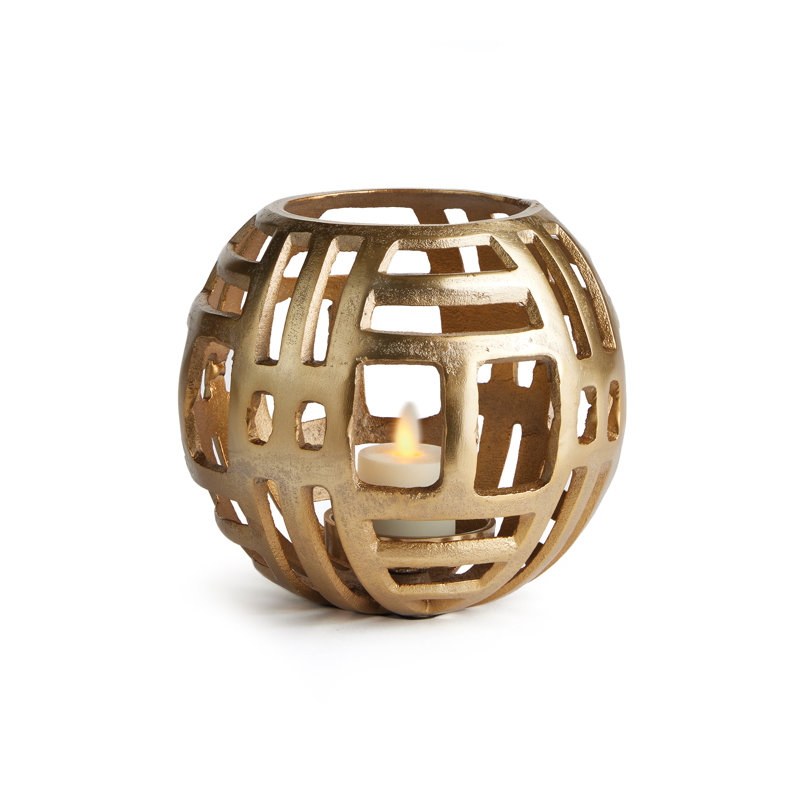 Lambright Aluminum Tabletop Votive Holder, Gold, 6" H x 6" W x 6" D