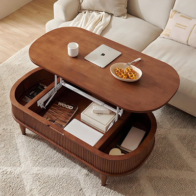 Table basse de rangement en bois massif brun minimaliste de 47,24 po