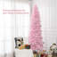 Sapin de Noël artificiel mince de 8 pi de hauteur avec lumières douces 811 branches de sapin réalistes, rose-1424391953