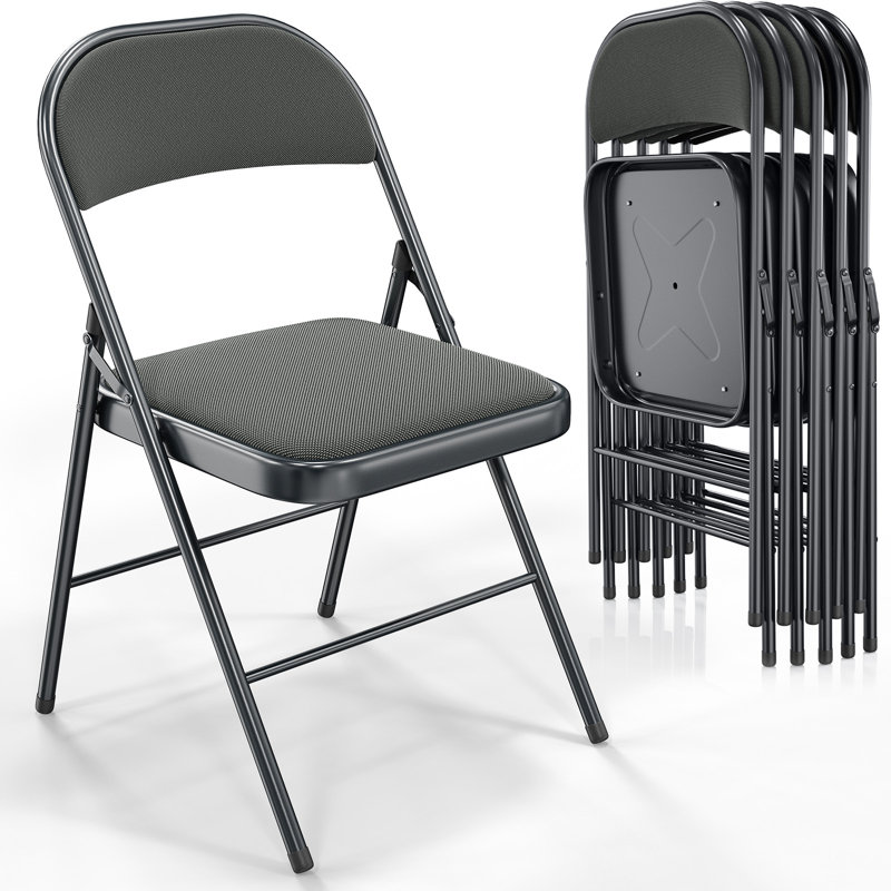 10 chaises pliantes rembourrées, gris, Gris