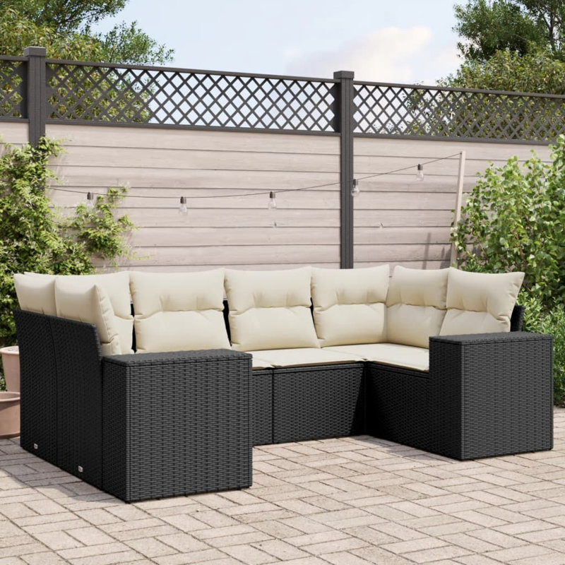 Ensemble de canapé de jardin Vidaxl noir, blanc crème