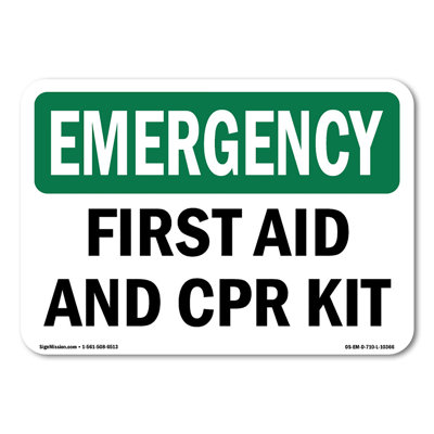 First Aid And CPR Kit Plastic Sign 10" X 7"