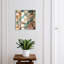 Key cabinet for home, Opens to the left, 30x30x5, White, Square mosaic earthy tones turquoise patterns, 