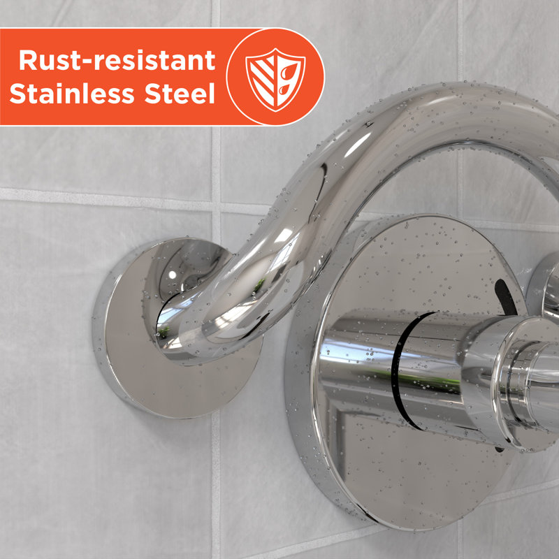 PLUS Corner Shelf, Grab Bar for Bath and Shower Safety (500 lb. Capacity), Chrome