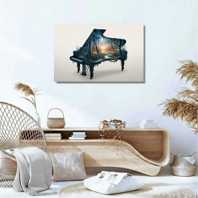 Ensemble de 1 tableau sur toile « Piano en forêt »