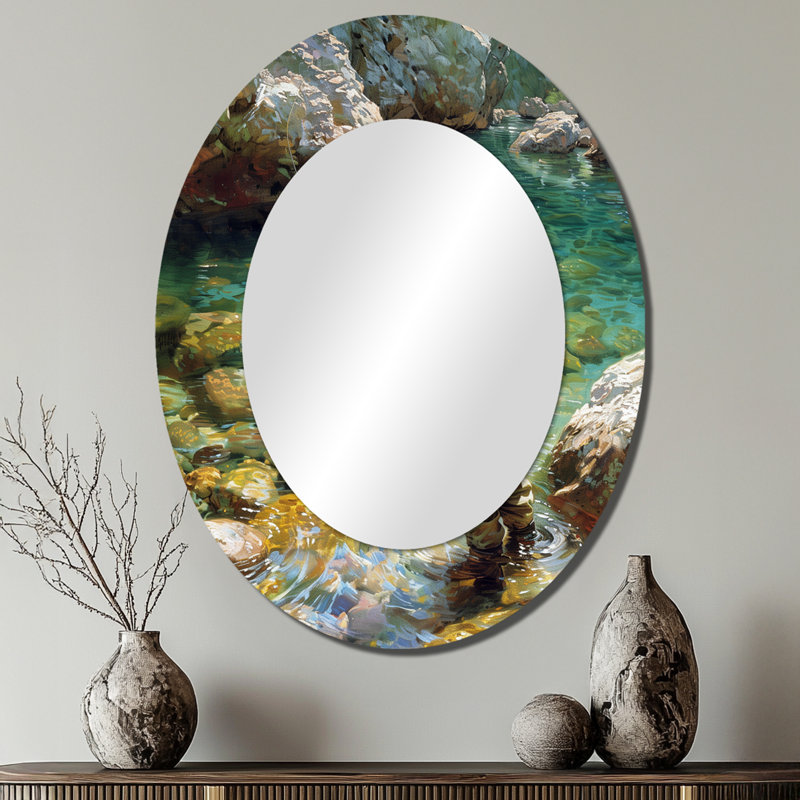 Miroir mural gris traditionnel River Trout, 40 po x 30 po