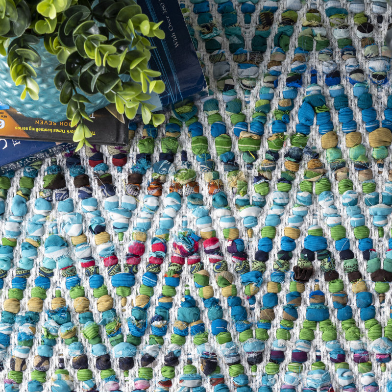 Handmade Tufted Chevron Striped Green Rug, Rectangle 5' x 8'