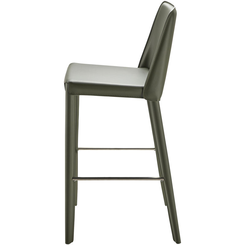 Pemma Vegan Leather Bar Stool, Dark Green