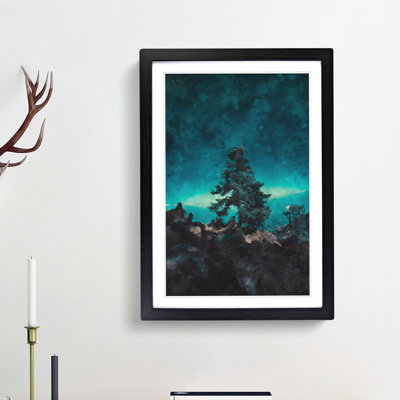 Tree on a Mountain Top 1 Piece Single Picture Frame Painting on MDF