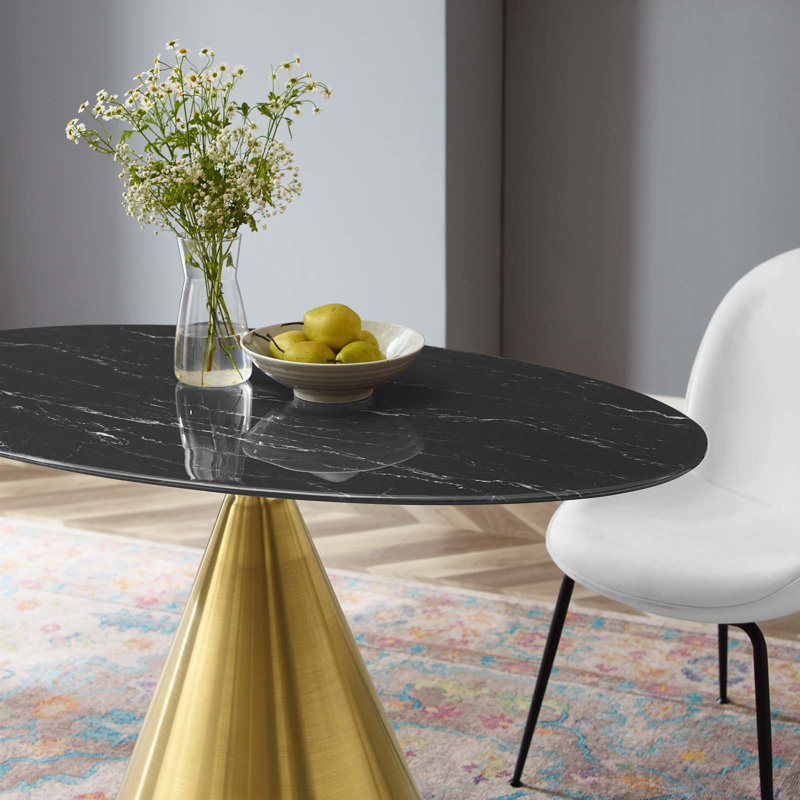 Table de salle à manger en marbre artificiel Tupelo par Modway, Blanc, L 47 po x l 27,5 po
