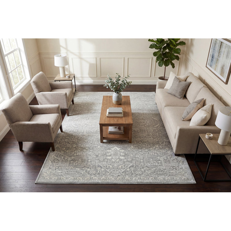 Clarissa 6.7X9 19903-890 BEIGE/GREY, Rectangle 6'7" x 9'