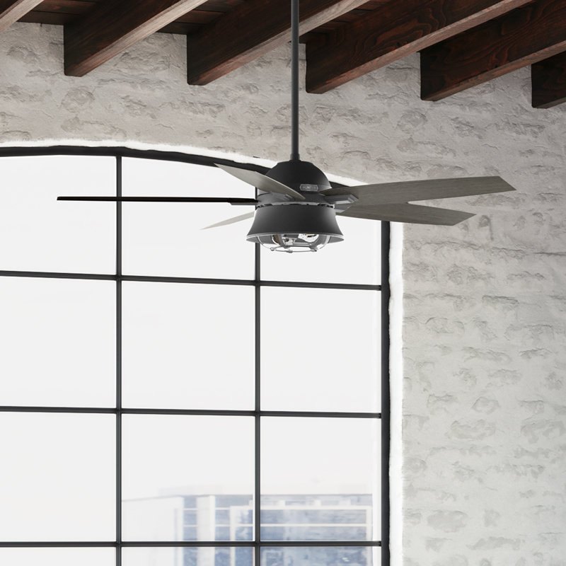 52" Hampshire 5 - Blade Ceiling Fan With LED Light Kit And Handheld Remote, Matte Black