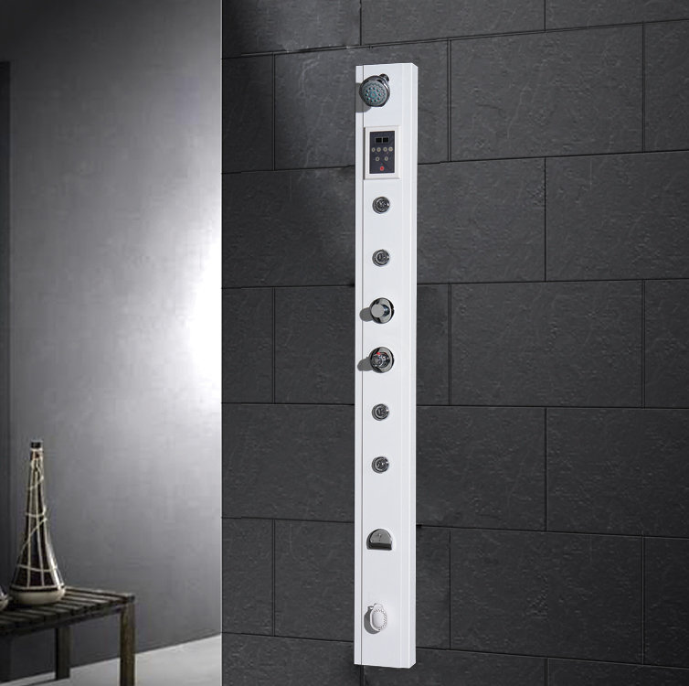 Panneau de douche thermostatique en acrylique avec générateur de vapeur lucite