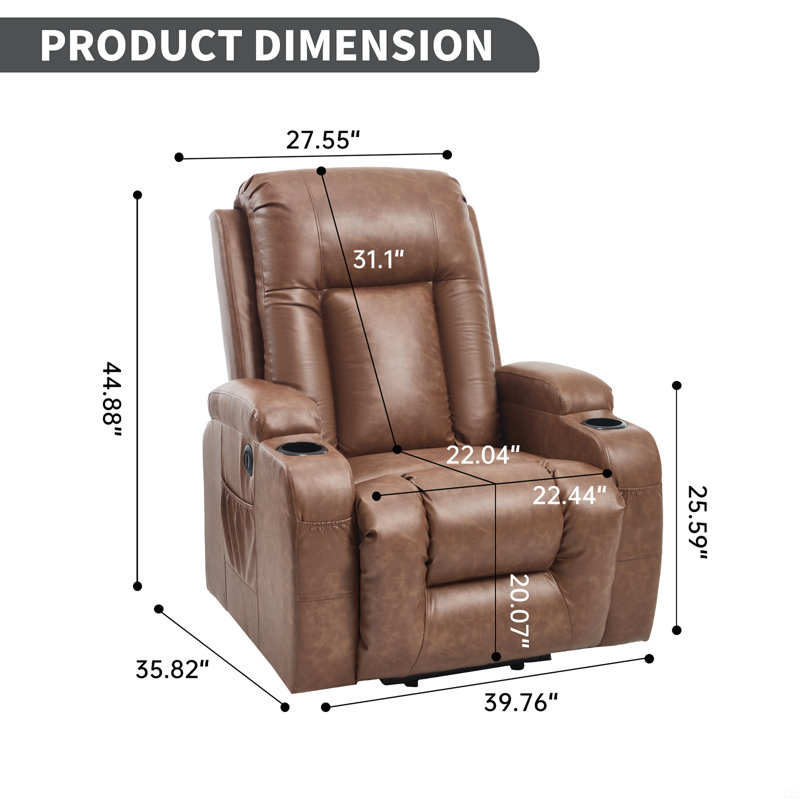 Fauteuil inclinable en polyuréthane PU, Brun