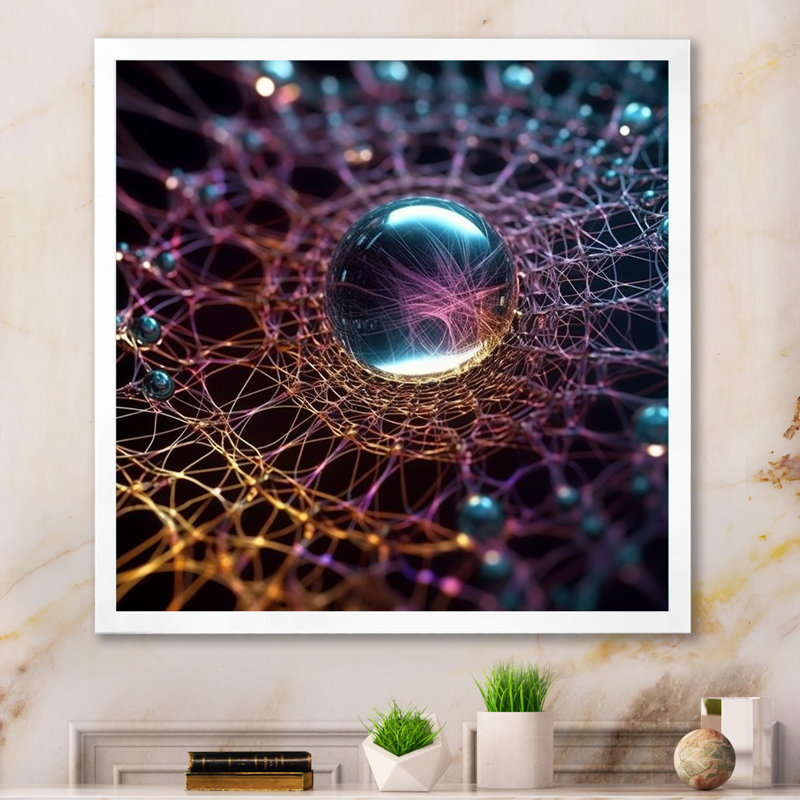 Liquid Crystal Fusion Matrix - Fractals Wall Art Prints, White Single Picture Framed, 16" H x 16" W x 1" D